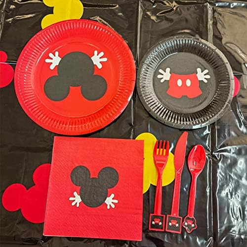 147pcs Mickey 2. rođendanska zabava ukrašava, oh dvoolci baloni, miša, kašike, viljuške, nož, ploče, poklopci stola, baner, salvete,