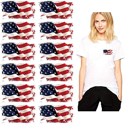 USA zastava Glačalo na zakrpama Transferi topline Apppliques Američke naljepnice naljepnice 12pcs Patriotska jednolična jakna prsluk