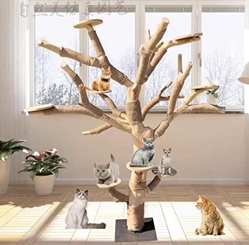 定制 树木猫 爬架, 高度 1,5 米, 原 生态 树木 有 树叶猫窝.