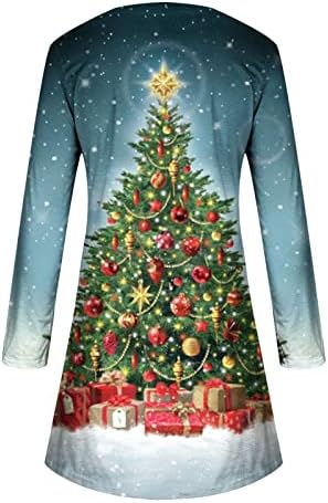 Ženska Midi košulja haljina Božić 3D Print dugi rukavi Y2K Rockabilly Holiday Beach Casual Sundress pulover haljina