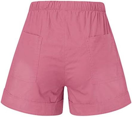 Ženske kratke hlače Casual Comfy vučna elastična struka Čvrsta labava plus veličina sa džepom Ljetne kratke hlače Havajski odmor,