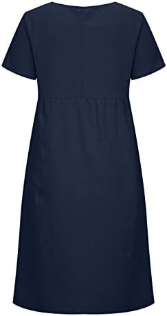 Haljina za žene Ljeto Jesen kratki rukav čamac Spandex linen midi osnovna haljina dame cs