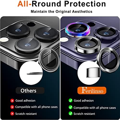 Ferilinso [3+3 Pack] za iPhone 14 Pro & iPhone 14 Pro Max oprema za zaštitu sočiva kamere poklopac kamere od legure titanijuma-zaštita