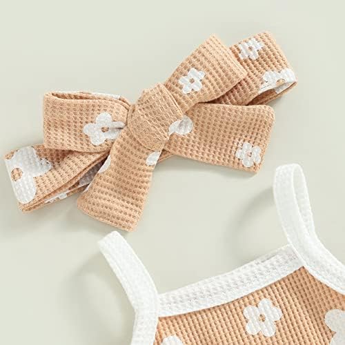 Dojenčad za bebe 3pcs Ljeto odijelo Fly rukave, pune pletene rubne vrhove rufšene kratke hlače za glavu Ležerne prilike