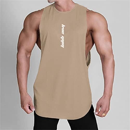 BMISEGM ljetne majice za plažu za muškarce Muški rezervoar bez rukava na vrhu Crewneck Solid labav fit košulja Pismo Ispiši muške
