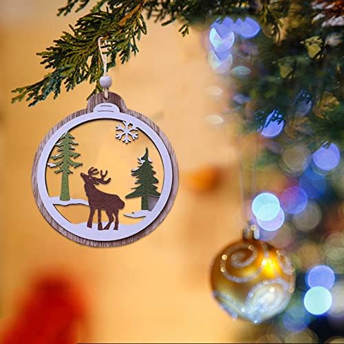 Božićni ukrasi Božićni ukrasi izrezbareni drveni božićni stablo privjesci pet šiljasti zvona tri viseće ukrase kristalno staklena