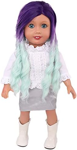 Muziwig lutka perika za kosu za 18 inča lutka djevojke poklon, kovrčava toplina otporno se otporno na lutke za 18 '' lutke