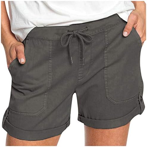 Hlače za vježbanje Žene Sredine strukske vučne kaznene ležerne kratke hlače Udobnost Stretch Roll up Bermuda kratki sa džepovima