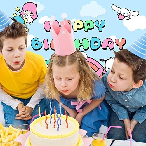 Hello Kitty, Kuromi, Cinnamoroll potrepštine za rođendanske zabave, pozadina za Sretan rođendan za Kawaii Sanro tematsku zabavu, 5 x 3 FT Keroppi rođendanski baner za djevojčice dječaci ukrasi za rođendanske zabave za djecu