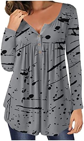 Nokmopo ženska majica modni prugasti ispisani vrhovi casual gumb prema dolje sružnica dugih rukava