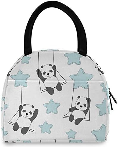 Izolirana torba za ručak za žene-slatke životinje Panda Sky velike nepropusne torbe za ručak s naramenicama za posao svježe
