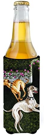 Caroline's Breasures Amb1354MUK ružičasti vrt Frolick Greyhounds ultra Hugger za tanke limenke, može hladnije rukav zagrljaj rukav za piće rukav za piće Izoliran napitak