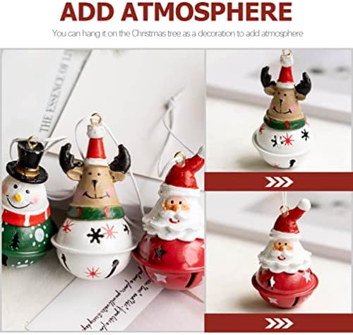 Aboofan 3pcs Božićno zvono u ormarićima Metal Jingle Bells Santa Claus Reindeer Snowman Božićno drvce Bell Privjesci za obrtna zvona