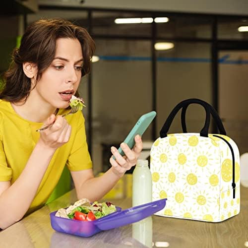 Žuta Sun Pattern slatka boja torba za ručak izolovana kutija za ručak torba za piknik na otvorenom Školska putna posuda za hranu Cooler Tote Torbe za muškarce i žene