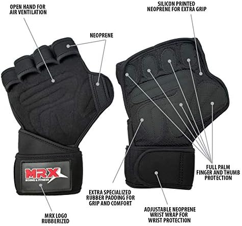 MRX Boxing & amp; rukavice za fitnes trening za muškarce i žene ventilirane rukavice za dizanje tegova sa omotima za zapešće ljepljiva zaštita dlana sa rukavicama za teretanu sa dodatnim prianjanjem za vježbanje, unakrsni trening