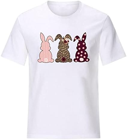Happy Easter Tee Shirts Žene Slatka Zeka Zec Lice Funny Djevojke T-Shirt Tops Trendi Proljeće T-Shirt Kratki Rukav Tunika