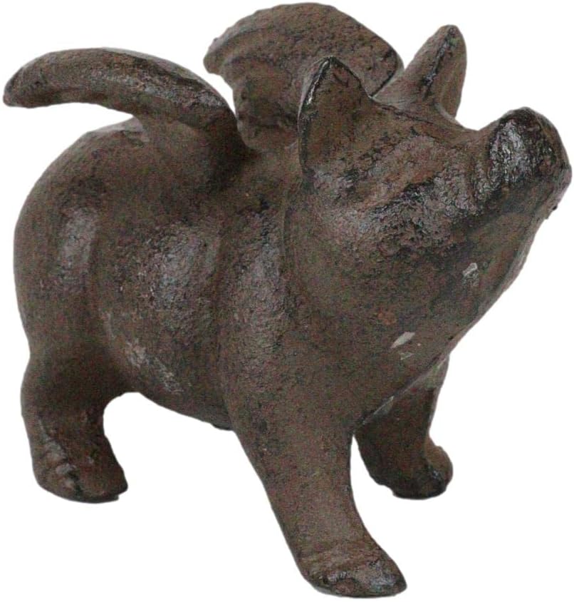 EBROS poklon liveno gvožđe Mala ćudljiva leteća svinja anđeo ukrasni kolekcionarni kip šefica vintage rustikalne papirne težine 3,5