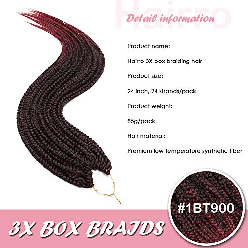 Hairro Box pletenice heklane ekstenzije za kosu Pre pletena kutija pletenica Sintetička prethodno petljana heklane pletenice dredovi