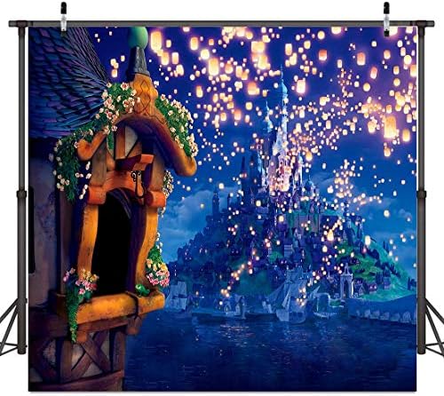 SSCSTS 6x6ft Fairytale Castle pozadine visoki toranj duga kosa princeza Noć svijetli fenjer svjetlucavo svjetlo Ostrvo dvorac djevojka
