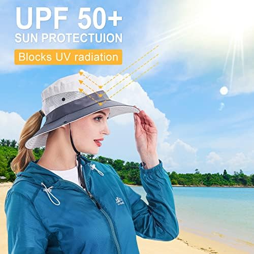Sunčani šešir za žene UV zaštitni kantu za ribolov šešir sa rupom od konjskih repona, sklopivi vanjski šešir za sunčanje MESH široka