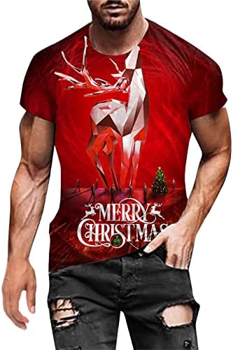 Xiloccer Muškarci Jesen Zimski casual s kratkim rukavima Božićni 3D tiskani T majice Modna gornja bluza Mali muškarci Majice Baseball
