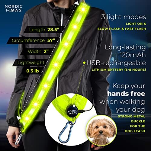 NordicFlows LED Reflektirajuća krila, punjivi LED reflektirajuće osvijetljeni prsluk za hodanje u mraku, Noćna oprema za hodanje pasa,