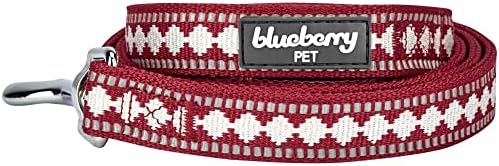 Blueberry Pet 3m Reflektivni jacquard pas povodac sa mekom i udobnom ručicom, 5 ft x 5/8 , marsala crvena, mala, povodci za pse