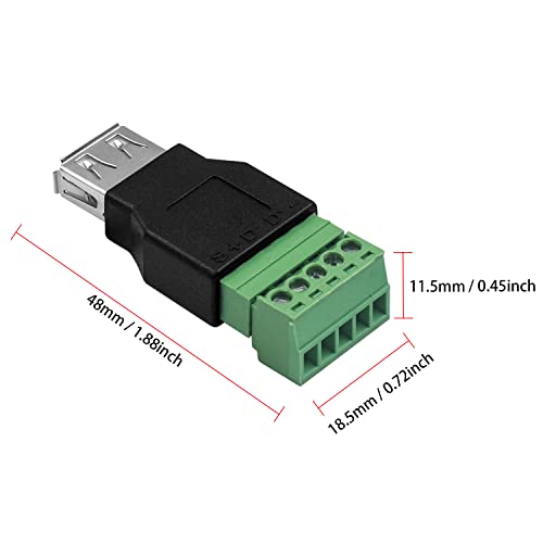 PoyicCot USB 2.0 konektor za vijčani vijak, 2pack USB 2.0 Tip A do 5-polni ženski vijak vijak Priključni priključak Priključni priključak,