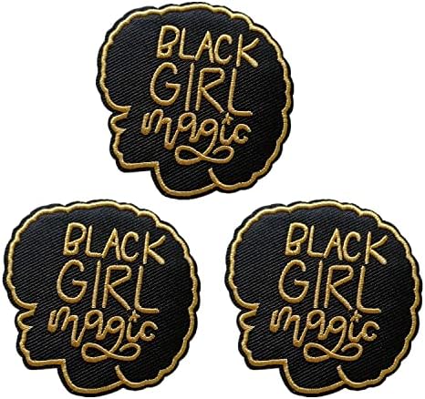 Chbros 3 kom Crna djevojka magična vezena patch gvožđa na zakrpama za djevojke odjeće jakne ruksake.