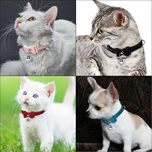 Skicajte 2pcs Mali kućni ljubimac Velvet Bowknot ovratnik s zvono podesivom PU kožom slatka ogrlica luk za mačku mač Kitty Kitty Dog