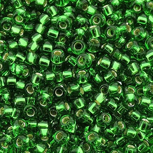 Zelena Srebrna obložena Miyuki japanski okrugli rocailles staklene perle 11/0 približno 24 gram 5 inčna cijev