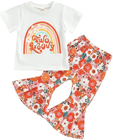 TODDLER Baby Girl Outfits kratki rukav sirena Print Top & Flare Hlače postavljaju dječju ljetnu odjeću 1-6t