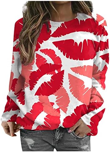 Duks za žene dugih rukava okrugli vrat pulover srca košulje proljeće casual bluza vježbajte se moda