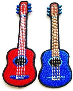 Pl set od 2 malenog. Mini gitara Akustični muzički instrument Slatko crtani logotip šiva glačalo na izvezenom aplicijskom znaku za
