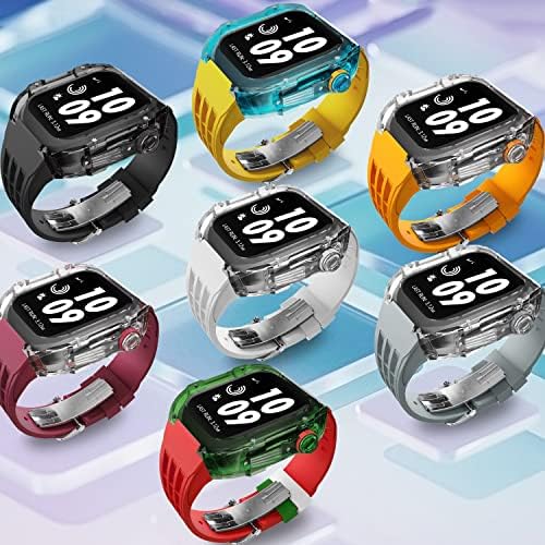 FKIMKF luksuzni komplet za modifikaciju za Apple Watch Ultra 45mm transparentna futrola za IWatch seriju 44mm Sportski gumeni opsežni