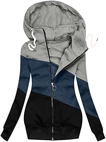2021 Zip up hoodie žene dukseri cvjetni boju blok prugasti dugi rukav casual slim fit zimski kaput jakna