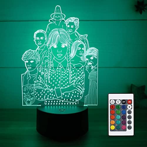 FUERLI Wednesday Merch 16 boje noćno svjetlo 3D iluzija stolna lampa sa dodirom & daljinsko upravljanje Rođendanska dekoracija poklon
