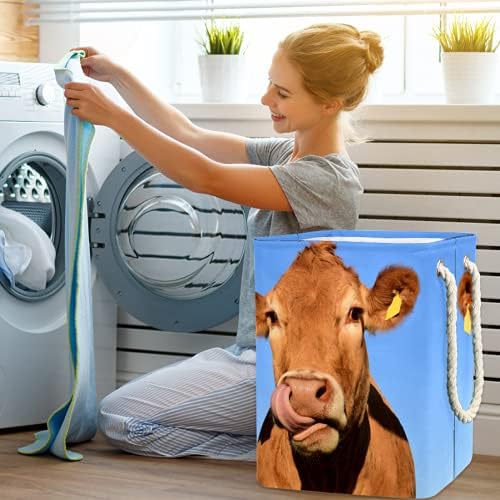 DEYYA vodootporne korpe za veš visoke čvrste sklopive korpe za kravlje printove za odrasle decu Tinejdžeri dečaci devojke u spavaćim sobama kupatilo