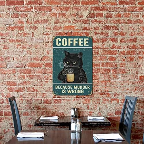 Mačka kafa vintage kuhinjski znakovi zidni dekor jer je ubistvo pogrešne smiješne znakove retro zida umjetnička dekor 30x20cm