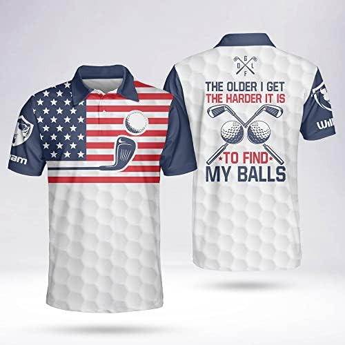 Lasfour personalizirano 3D smiješne golf polo majice za muškarce, muške golf košulje s kratkim rukavima Polo Suho Fit, America Golf