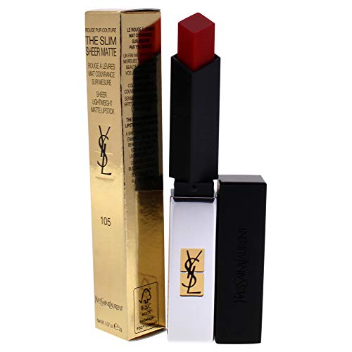 Yves Saint Laurent Rouge Pur Couture Slim Sheer mat ruž-105 crveni Un ženski ruž za usne 0.07 oz