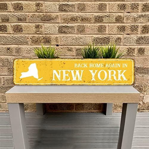 My Sweet Home - New York Rustikalni metalni znakovi Moja slatka kuća - New York Američki država Karta Kvalitetni metalni znak za seosku