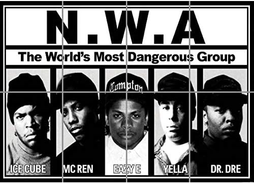 Doppelganger33 LTD NWA Rap Group Dr Dre Ice Cube Easy E home Decor Wall Art multi Panel poster Print 47x33 inča