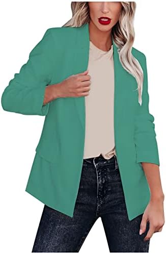 RUZIYOOg Žene Elegantne rever Blazer Glepljenje punog boja prema jaknu s dugim rukavima Ležerni lagani radni ured Blazers kaput