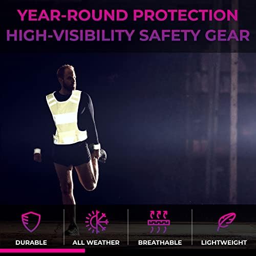 247 Viz Reflective sigurnosne opreme - Vest visokog vidljivosti za žene i muškarce, vidljivi i sigurni, lagani i udobni prsluk za trčanje i biciklizam - veliki džep, podesivi pojas i 2 reflektirajuće trake