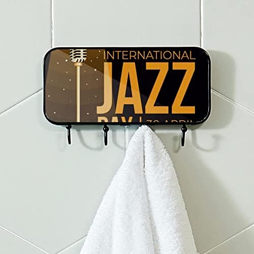 Međunarodni Jazz dan 30. aprila Music Festival Print kaput nosač zida, ulazni kaput nosač sa 4 kuka za kaput kaputi za ručnik torbica haljina kupaonica u kupaonici dnevni boravak