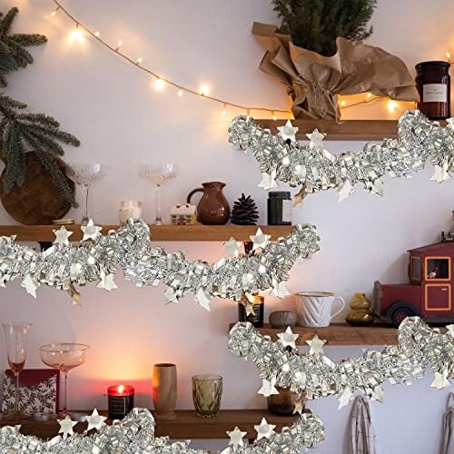 5 kom x 6,6ft Tinsel Božićni ukras Garland Metalni streameri Xmas Tree Decor za božićnu Novu godinu Odmor za odmor Vjenčanje unutarnje