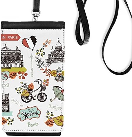Jesen Eiffel Paris France Graffiti Telefon novčanik torbica Viseće mobilne torbice Crni džep