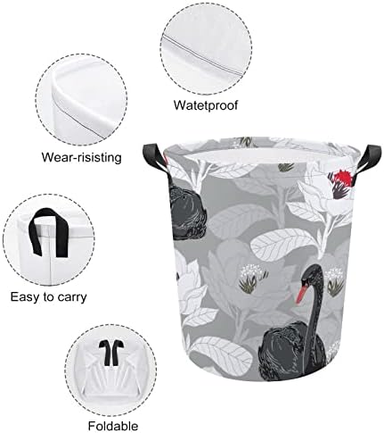 Labudova korpa za pranje veša okrugle platnene platnene korpe sa ručkama vodootporna sklopiva kanta za pranje veša torba za odeću