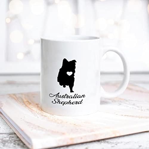 Australijski Ovčar keramička šolja za kafu pas Love Silhouette smiješna i jedinstvena ideja za poklon šolja za psa vlasnika kućnih ljubimaca pokloni za psa mamu tatu muža ženu dečka psa ljubitelji poklona 11oz
